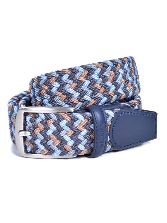 Cinturón trenzado textil en Color Azules / Beige