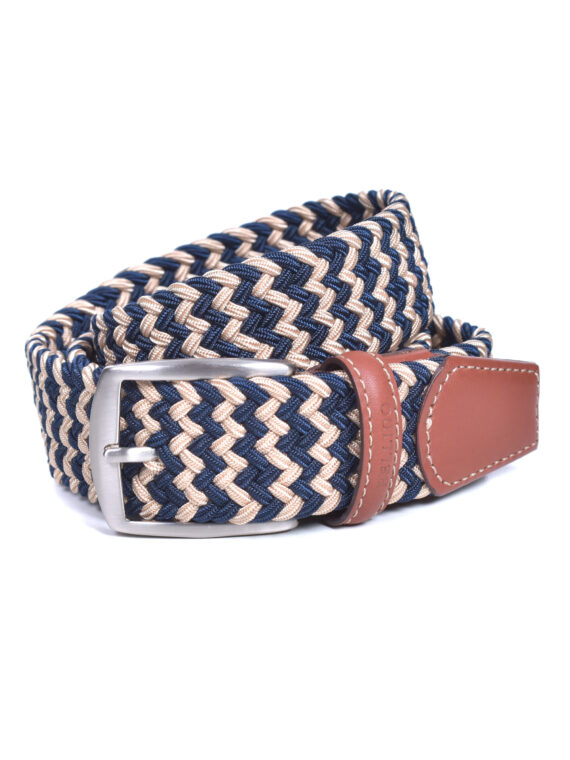 Cinturón trenzado textil en Color Azul Marino / Beige