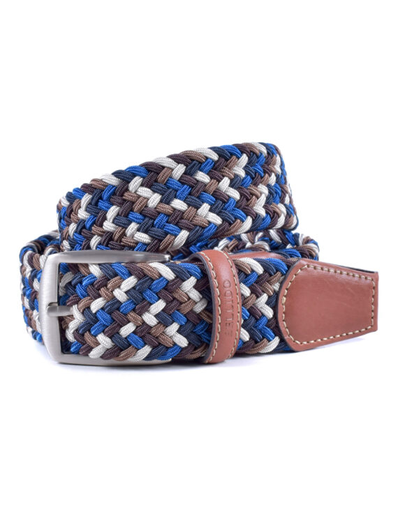 Cinturón trenzado textil en Color Marrón / Azul / Beige