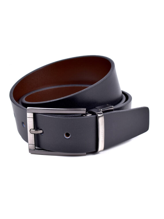 Cinturón reversible de piel en Color Negro / Marrón